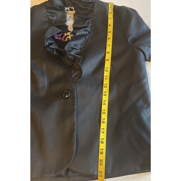 Milly New York Size 4 Women’s Ruffle Blazer Jacket Black One Button Silk Wool - Picture 8 of 9